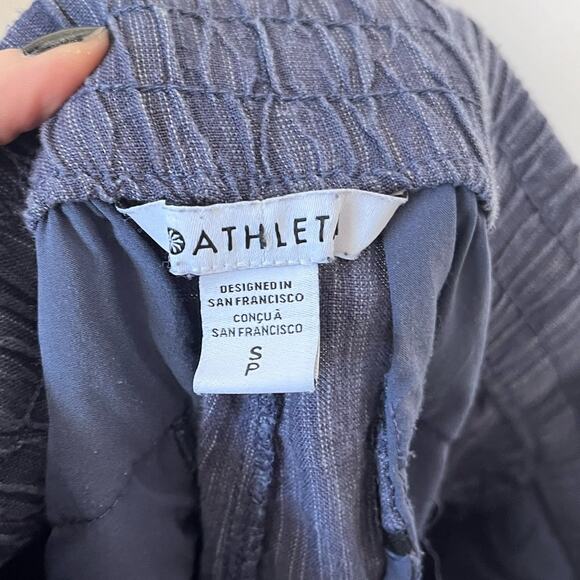 ATHLETA blue texture Cabo linen jogger casual tapered pull on pants size small - Picture 4 of 7